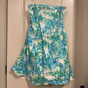 Lilly Pulitzer Blue and Green Lighthouse Printed Dress